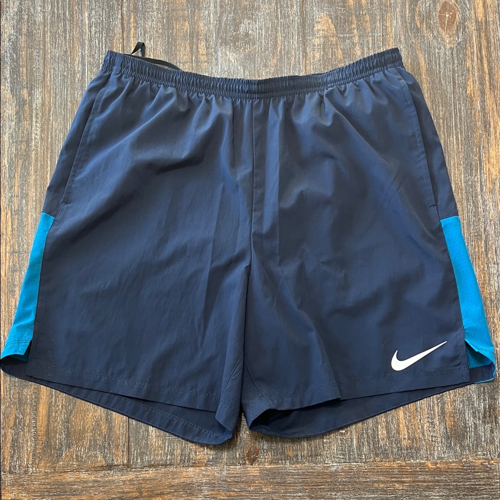 Nike Men’s Dri Fit Navy Athletic Shorts with Teal Accent